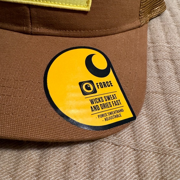 Carhartt Men’s Brown & Yellow Patch Trucker Hat. SnapBack. Wicks Sweat. NWT - Picture 2 of 8